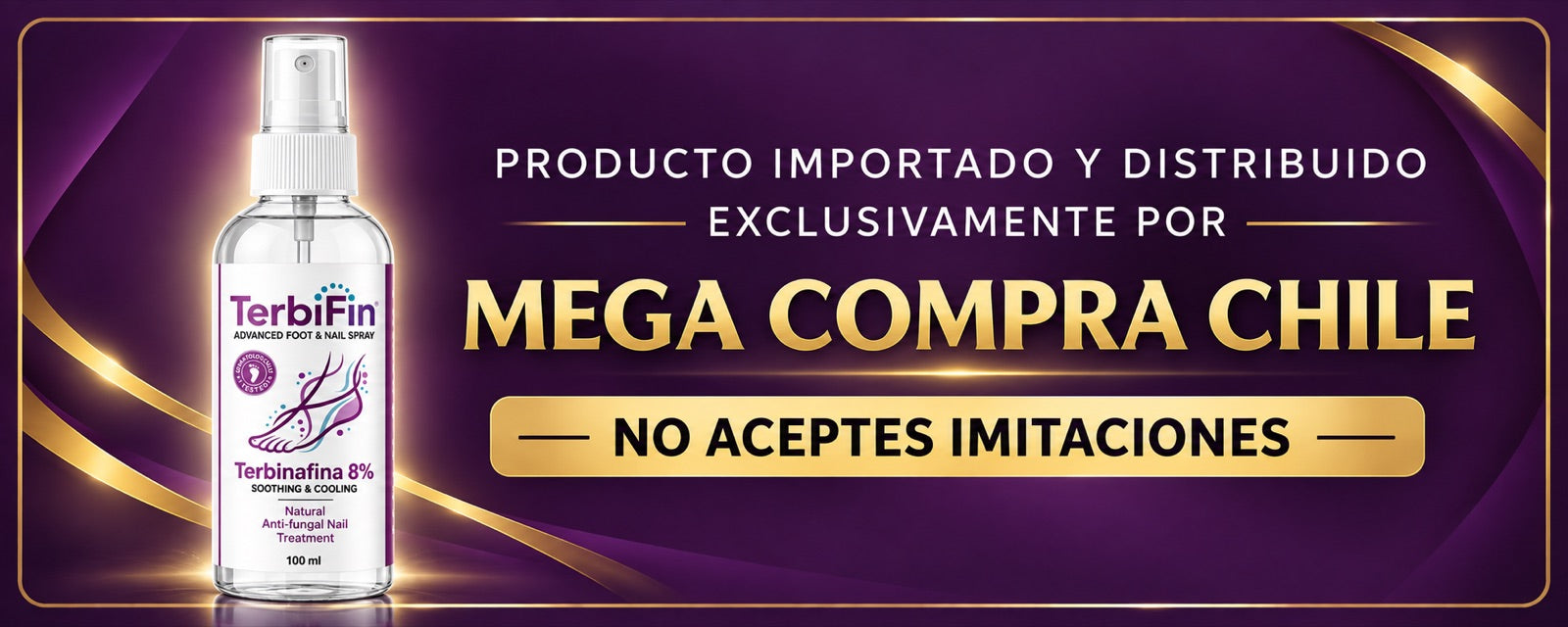 TerbiFin Spray importado y distribuido exclusivamente por Mega Compra Chile. No aceptes imitaciones.