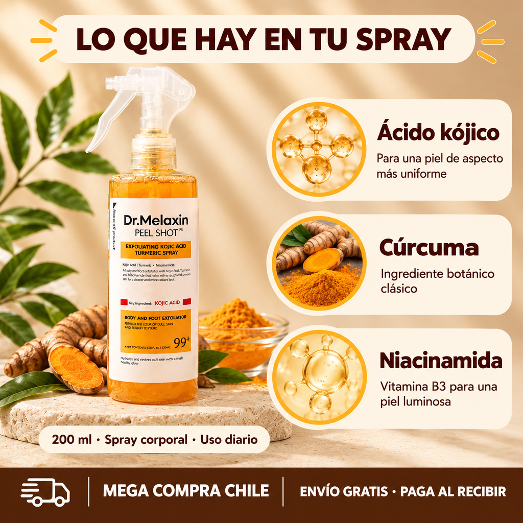 Ingredientes de Dr. Melaxin Peel Shot: ácido kójico, cúrcuma y niacinamida