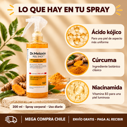 Ingredientes de Dr. Melaxin Peel Shot: ácido kójico, cúrcuma y niacinamida
