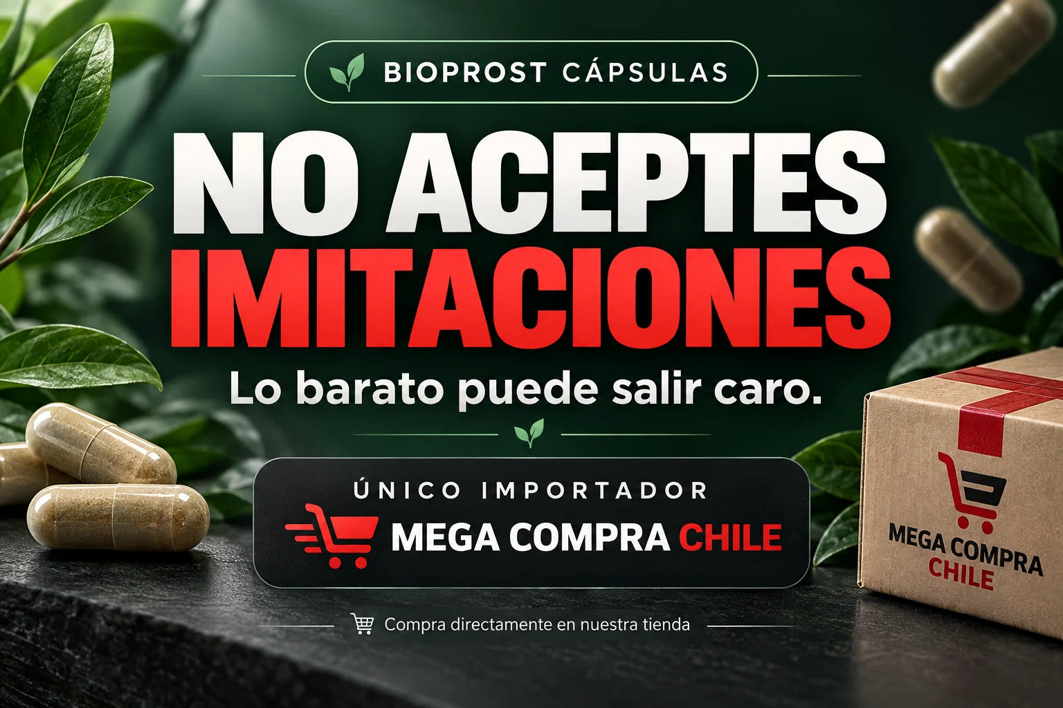 BIOPROST CÁPSULAS. No aceptes imitaciones. Lo barato puede salir caro. Único importador: Mega Compra Chile. Compra directamente en nuestra tienda.