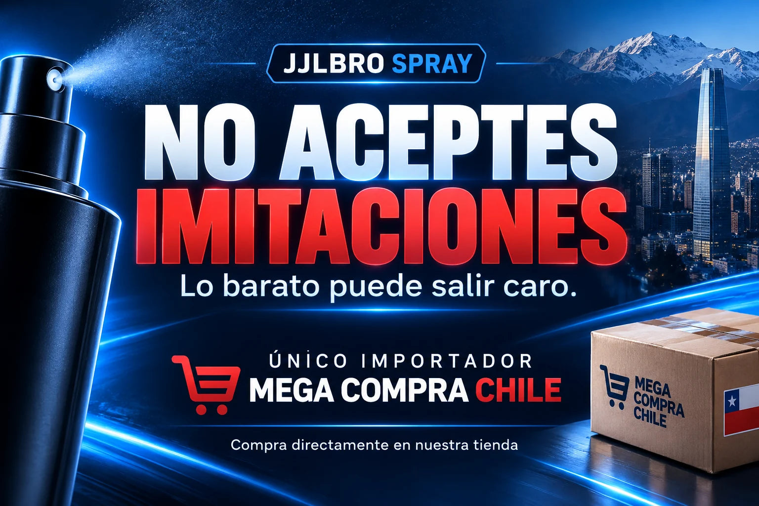 JJLBRO SPRAY. No aceptes imitaciones. Lo barato puede salir caro. Único importador: Mega Compra Chile. Compra directamente en nuestra tienda.